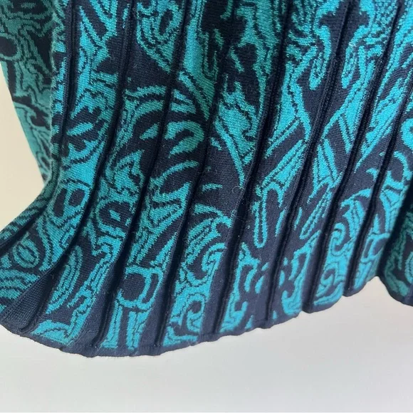 Peruvian Connection long sleeve paisley Tunic Sweater green black Pima Cotton - Picture 2 of 9